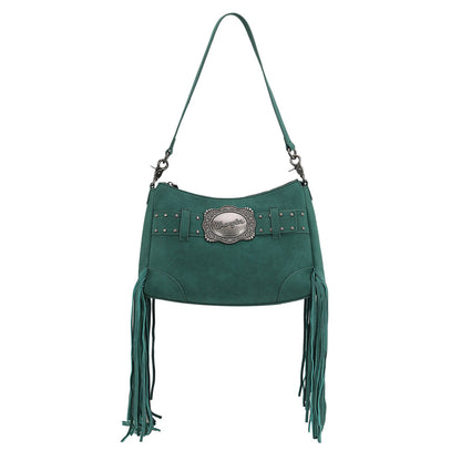 WG241-2022  Wrangler Fringe Buckle Hobo Bag/Crossbody Bag - Turquoise