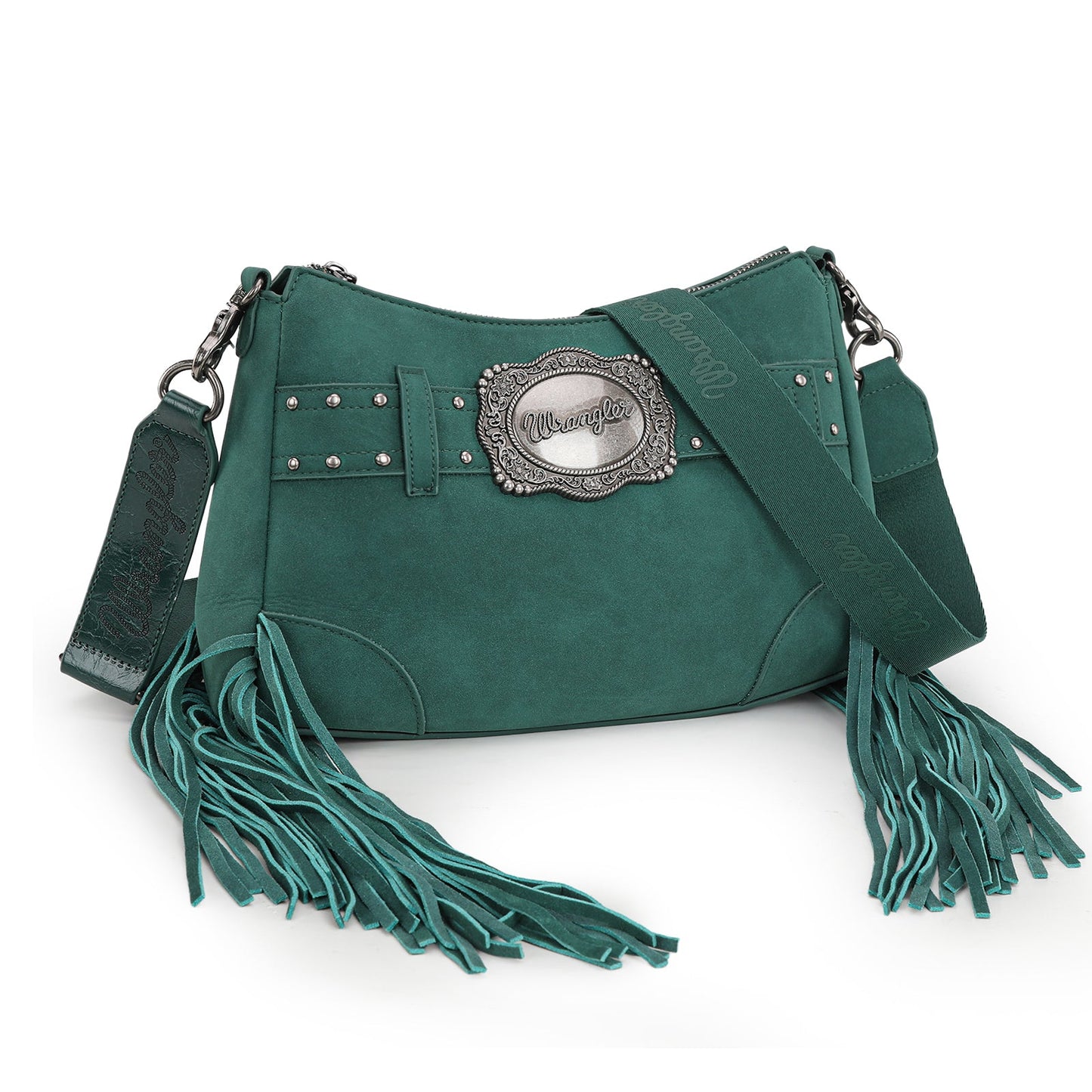 WG241-2022  Wrangler Fringe Buckle Hobo Bag/Crossbody Bag - Turquoise