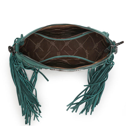 WG241-2022  Wrangler Fringe Buckle Hobo Bag/Crossbody Bag - Turquoise