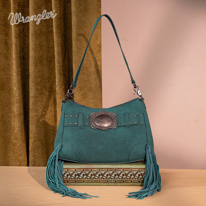 WG241-2022  Wrangler Fringe Buckle Hobo Bag/Crossbody Bag - Turquoise