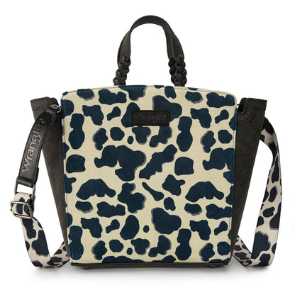 WG264-8014BK  Wrangler Cow Print Concealed Carry Tote/Crossbody - Black