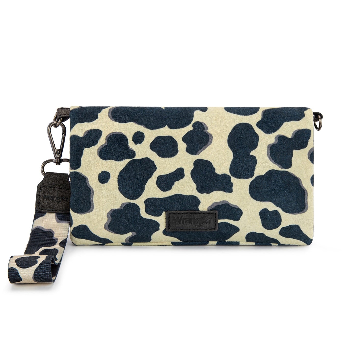 WG264-W106BK   Wrangler Cow Print  Wallet/Wristlet/Crossbody -Black