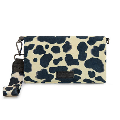 WG264-W106BK   Wrangler Cow Print  Wallet/Wristlet/Crossbody -Black