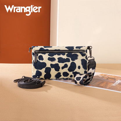 WG264-W106BK   Wrangler Cow Print  Wallet/Wristlet/Crossbody -Black