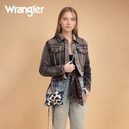 WG264-W106DTQ  Wrangler Cow Print  Wallet/Wristlet/Crossbody -Dark Turquoise