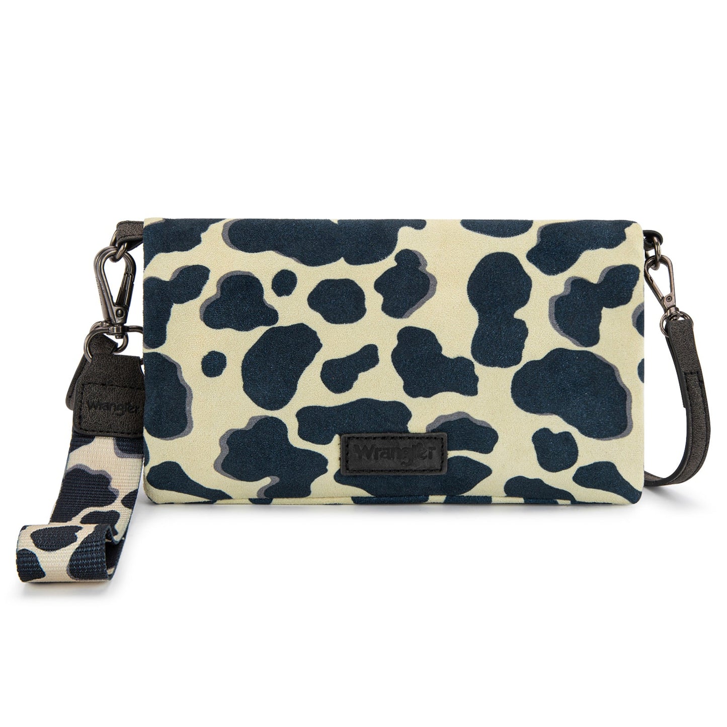 WG264-W106BK   Wrangler Cow Print  Wallet/Wristlet/Crossbody -Black