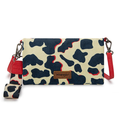 WG264-W106RD   Wrangler Cow Print  Wallet/Wristlet/Crossbody -Red