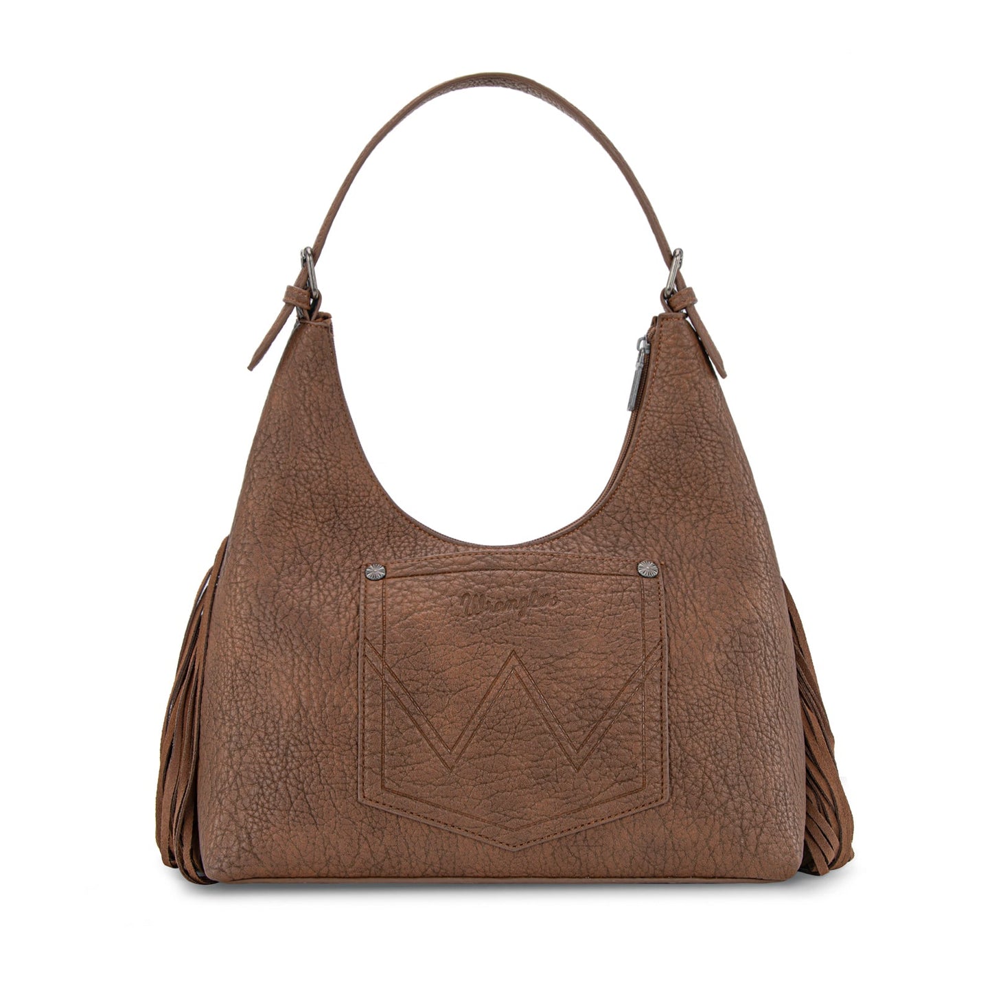 WG265-3027  Wrangler Fringe Floral Tooled Hobo Bag-Coffee