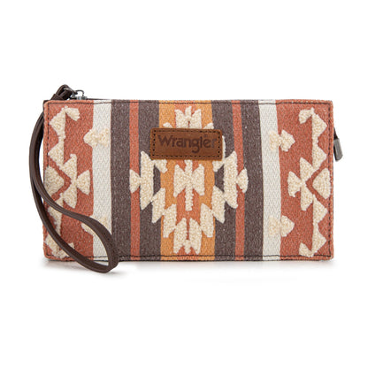 WG275-181  Wrangler Sherpa Aztec Canvas  Clutch -Coffee
