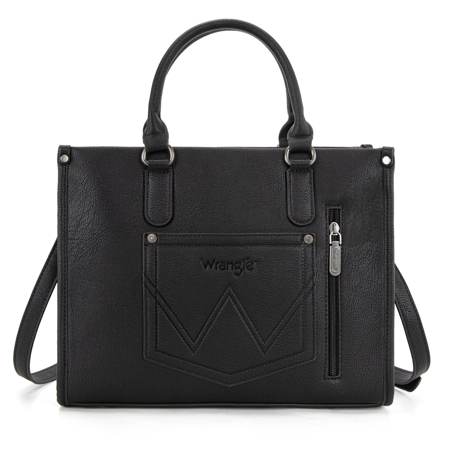 WG275-8120  Wrangler Sherpa Aztec Canvas Tote/Crossbody - Black