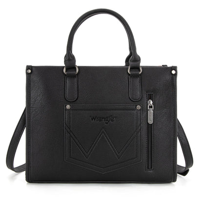 WG275-8120  Wrangler Sherpa Aztec Canvas Tote/Crossbody - Black
