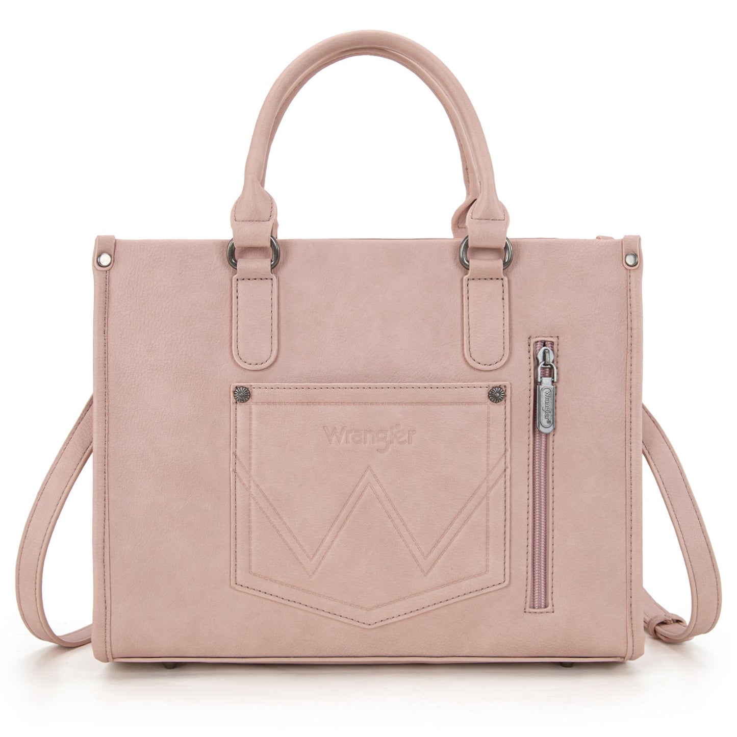 WG275-8120  Wrangler Sherpa Aztec Canvas Tote/Crossbody - Dark Pink