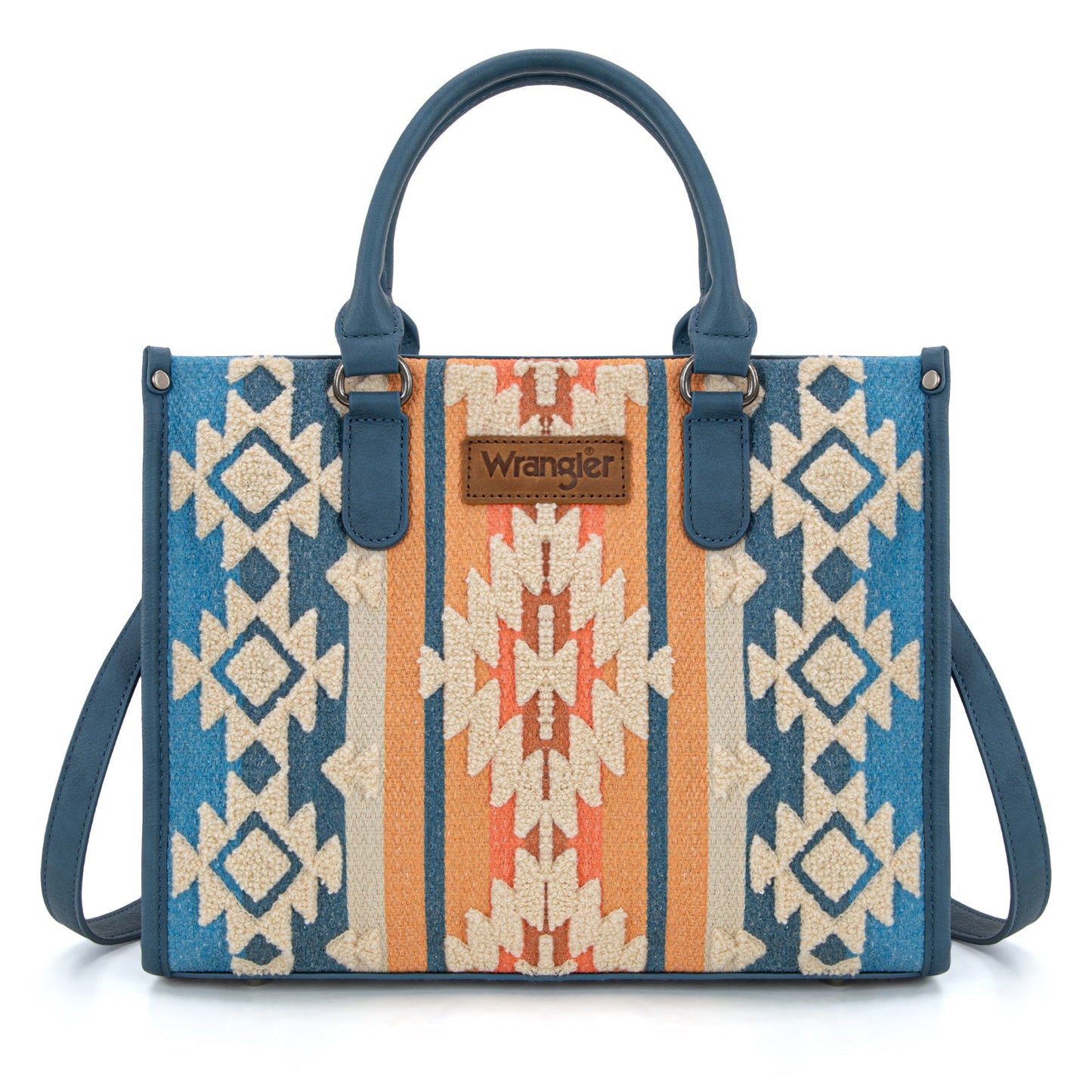 WG275-8120  Wrangler Sherpa Aztec Canvas Tote/Crossbody - Jean