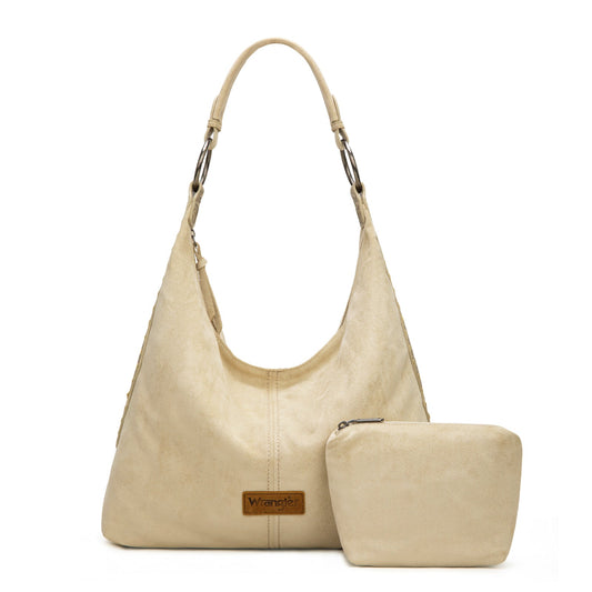 WG276-9182  Wrangler Floral Tooled Hobo Bag with Pouch-Beige