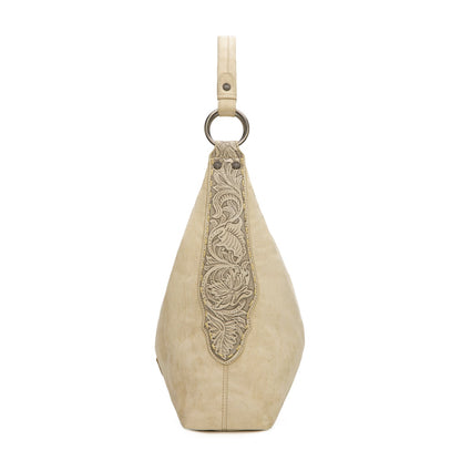 WG276-9182  Wrangler Floral Tooled Hobo Bag with Pouch-Beige