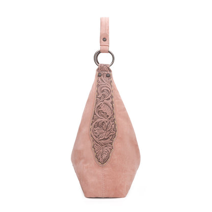 WG276-9182  Wrangler Floral Tooled Hobo Bag with Pouch-Dark Pink