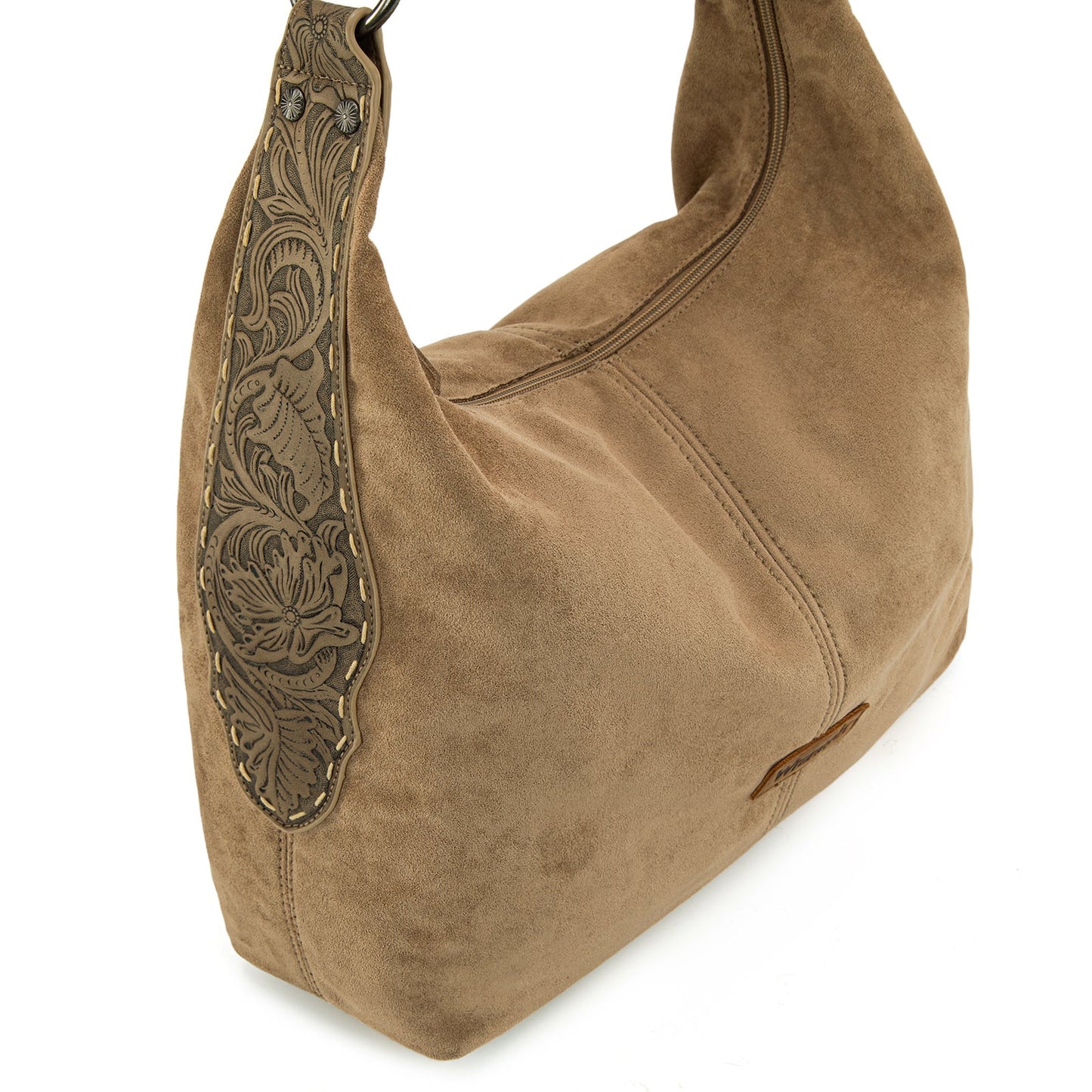 WG276-9182  Wrangler Floral Tooled Hobo Bag with Pouch-Khaki