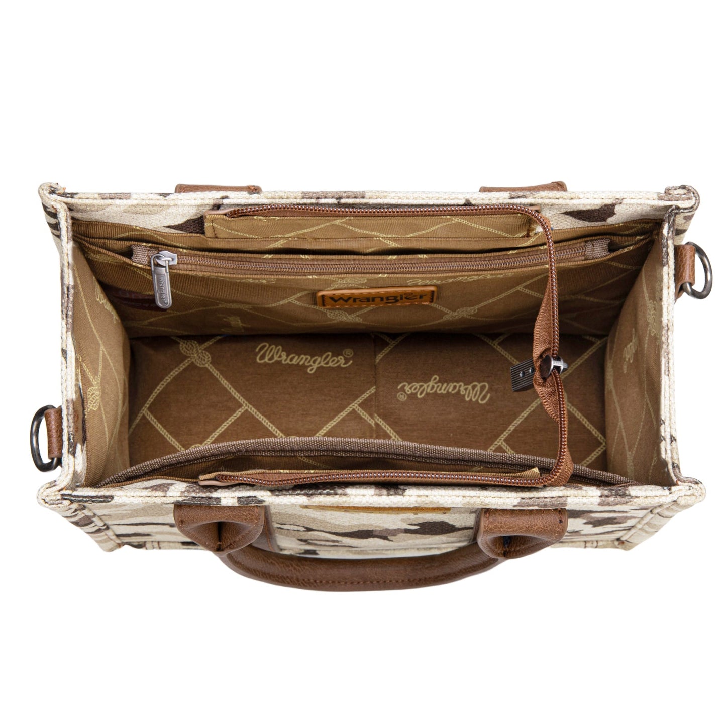 WG286-8120S  Wrangler Camo Print  Tote/Crossbody -Brown