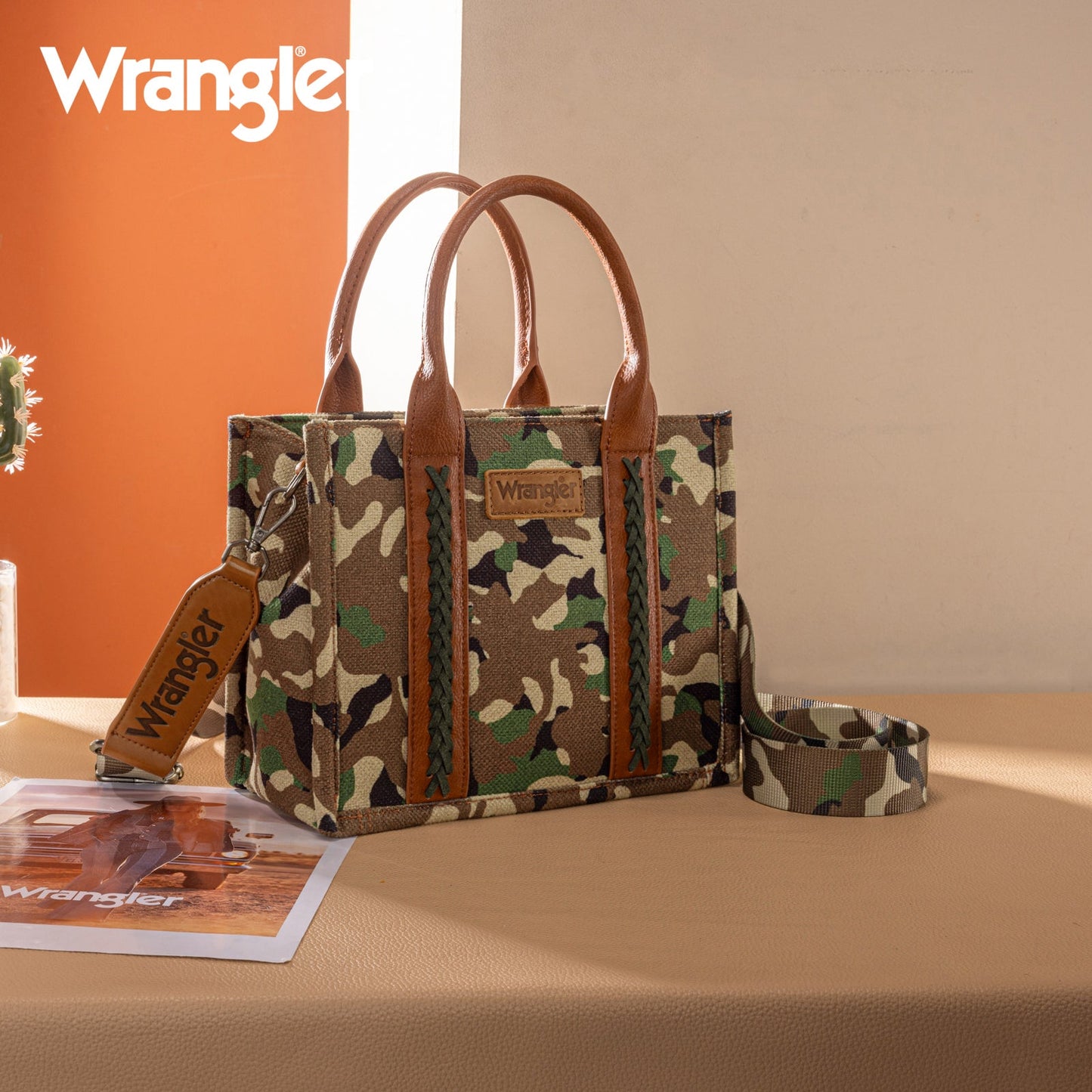 WG286-8120S  Wrangler Camo Print Tote/Crossbody -Green