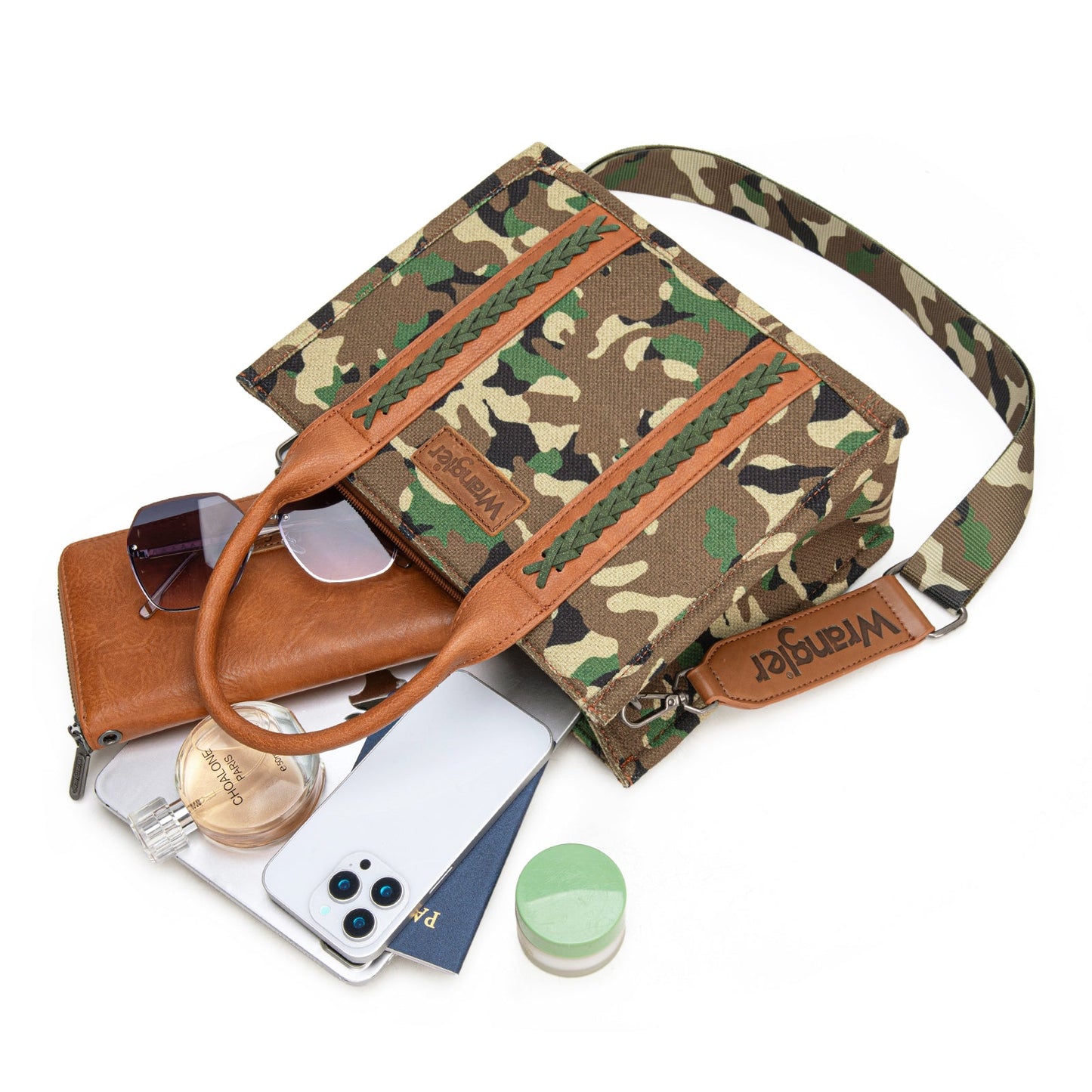 WG286-8120S  Wrangler Camo Print Tote/Crossbody -Green