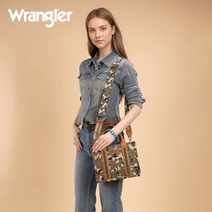 WG286-8120S  Wrangler Camo Print Tote/Crossbody -Green
