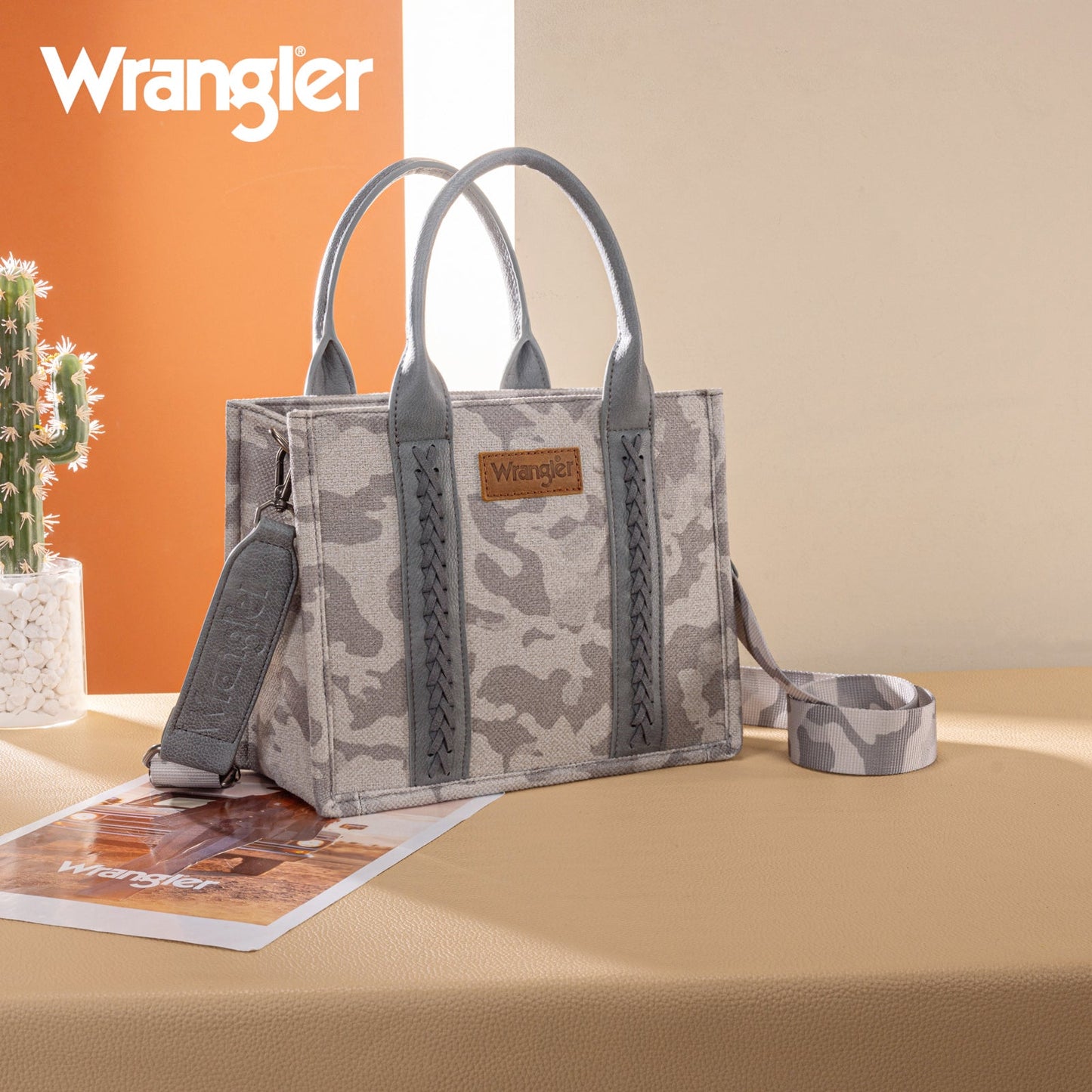 WG286-8120S  Wrangler Camo Print Tote/Crossbody -Grey