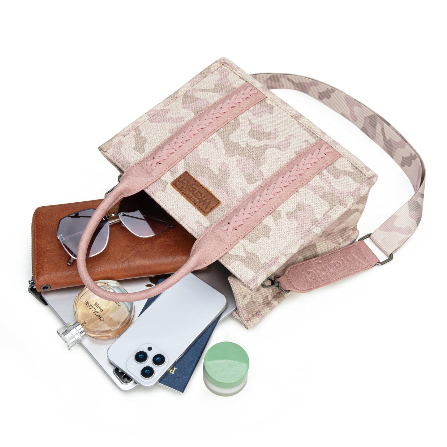 WG286-8120S  Wrangler Camo Print Tote/Crossbody - Pink