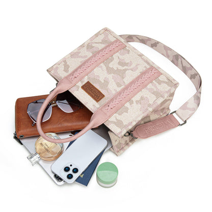 WG286-8120S  Wrangler Camo Print Tote/Crossbody - Pink