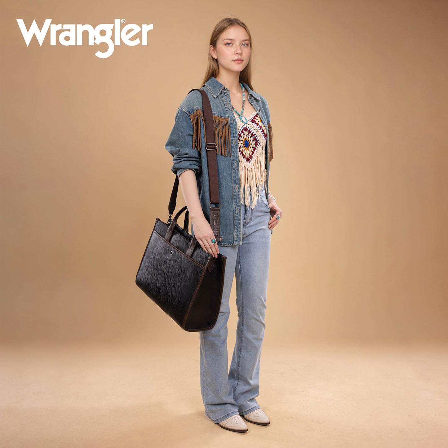 WG288-8119  Wrangler Carry-All Large Tote Work Tote /Crossbody - Black