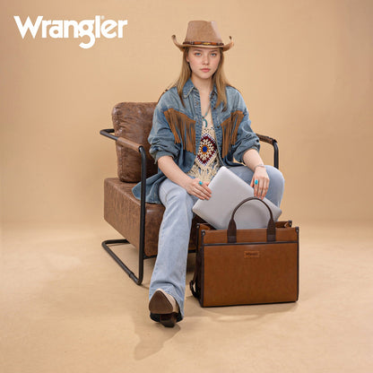 WG288-8119  Wrangler Carry-All Large Tote Work Tote /Crossbody - Brown-Coffee