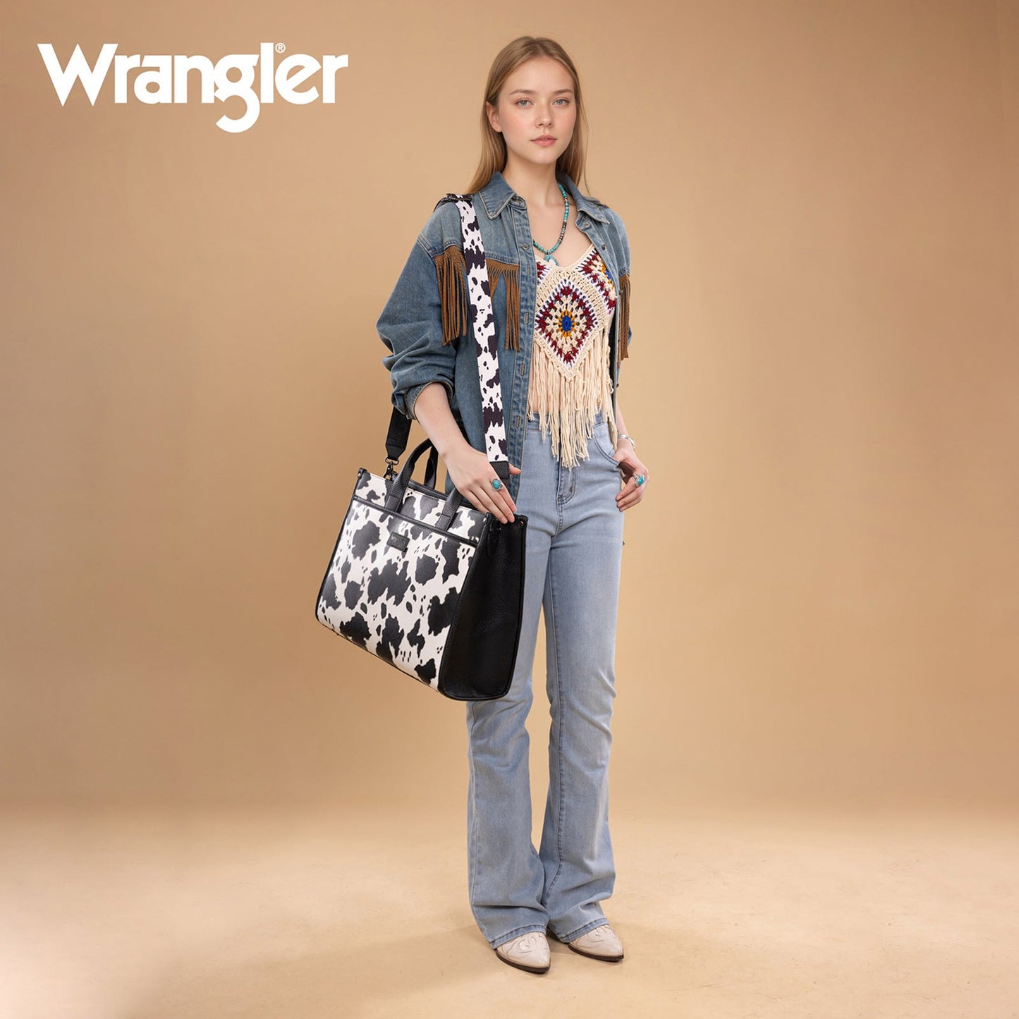 WG288-8119  Wrangler Carry-All Large Tote Work Tote /Crossbody - Cow-Black