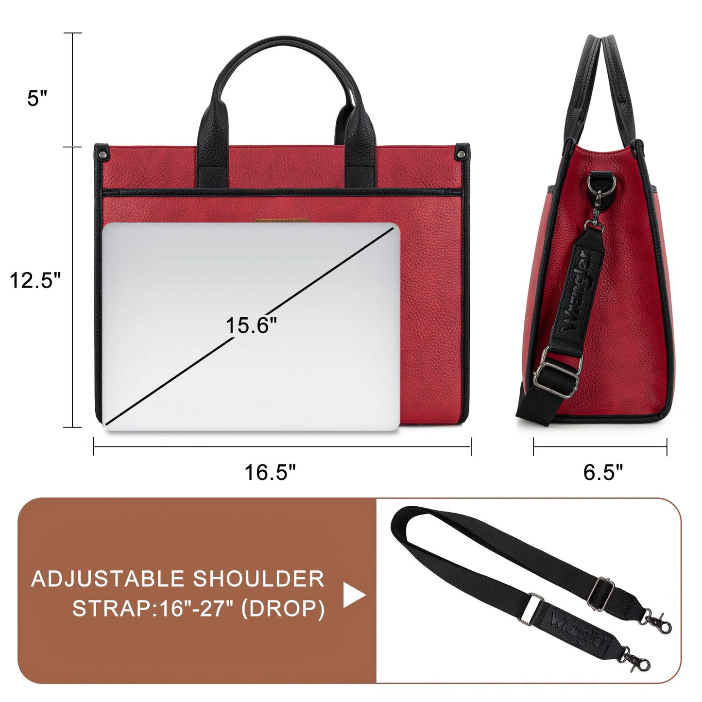 WG288-8119  Wrangler Carry-All Large Tote Work Tote /Crossbody - Red