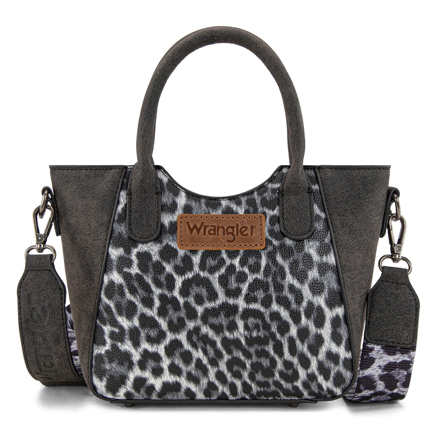 WG296-8015BK  Wrangler Leopard Print Small Tote/Crossbody -Black