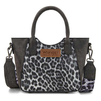 WG296-8015BK  Wrangler Leopard Print Small Tote/Crossbody -Black