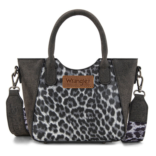 WG296-8015BK  Wrangler Leopard Print Small Tote/Crossbody -Black