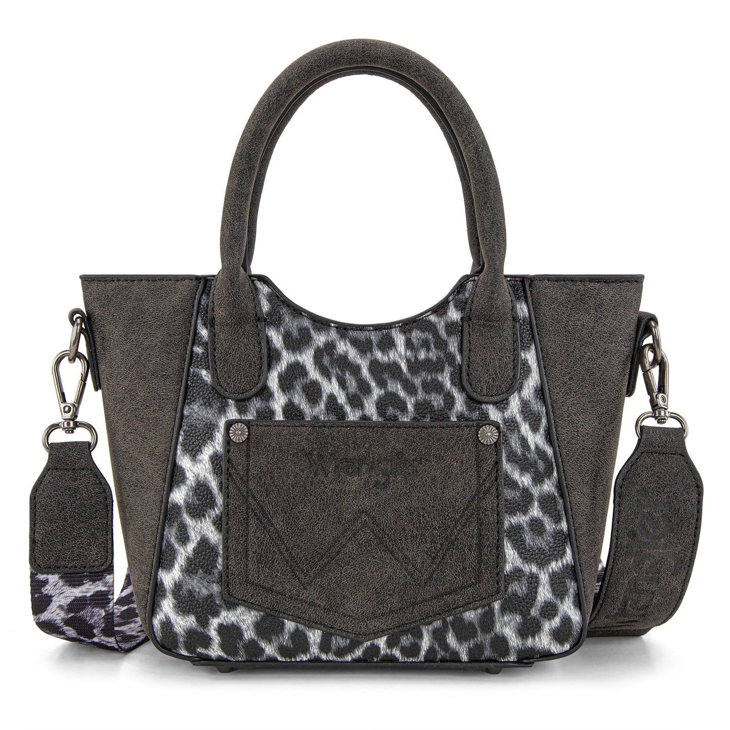 WG296-8015BK  Wrangler Leopard Print Small Tote/Crossbody -Black
