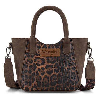 WG296-8015CF  Wrangler Leopard Print Small Tote/Crossbody -Coffee