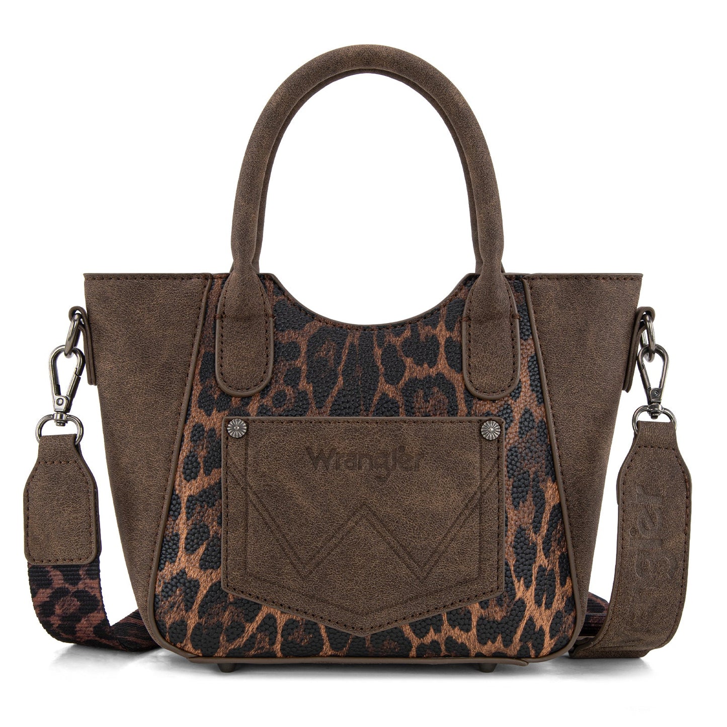 WG296-8015CF  Wrangler Leopard Print Small Tote/Crossbody -Coffee