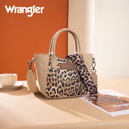WG296-8015TN  Wrangler Leopard Print Small Tote/Crossbody -Tan