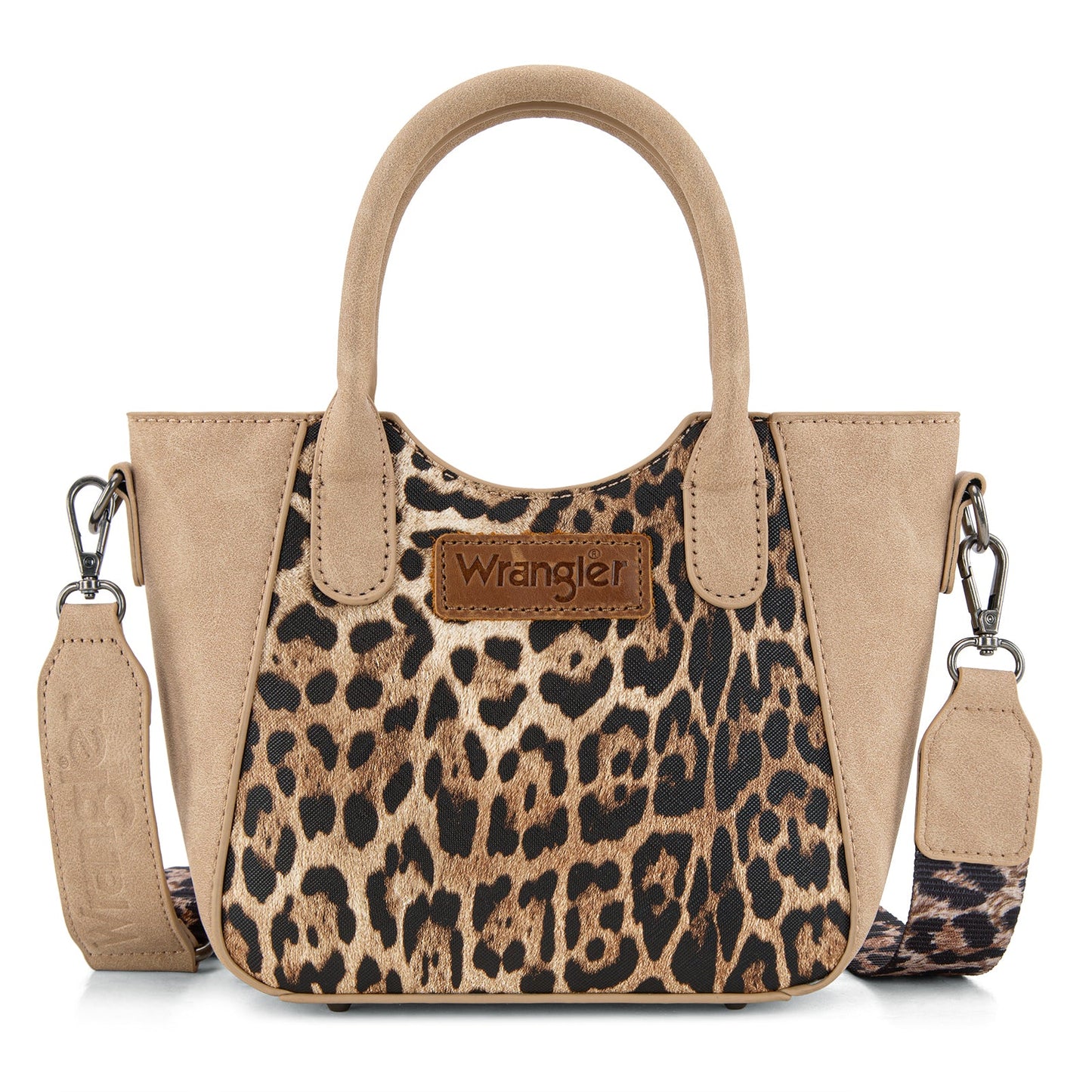 WG296-8015TN  Wrangler Leopard Print Small Tote/Crossbody -Tan