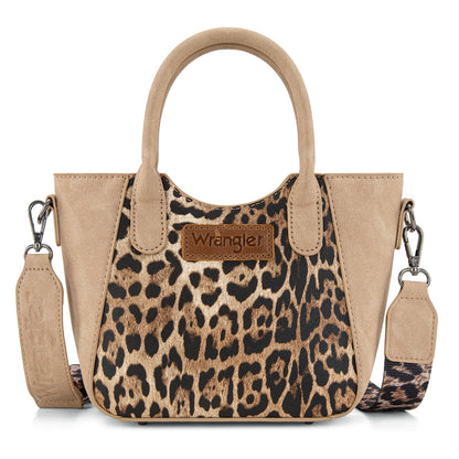 WG296-8015TN  Wrangler Leopard Print Small Tote/Crossbody -Tan
