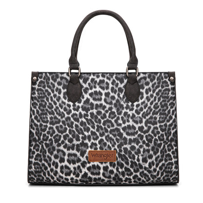 WG296-8625BK    Wrangler Leopard Print Wide Tote Bag/Crossbody