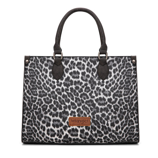 WG296-8625BK    Wrangler Leopard Print Wide Tote Bag/Crossbody