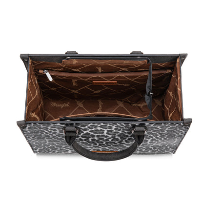 WG296-8625BK    Wrangler Leopard Print Wide Tote Bag/Crossbody