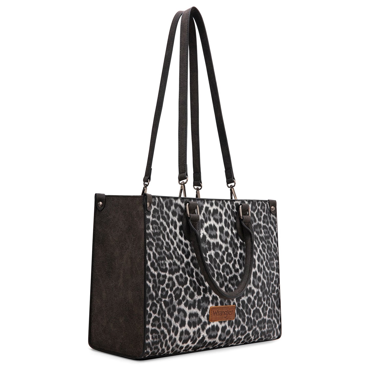 WG296-8625BK    Wrangler Leopard Print Wide Tote Bag/Crossbody