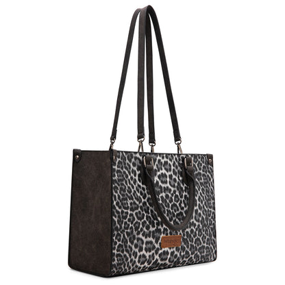 WG296-8625BK    Wrangler Leopard Print Wide Tote Bag/Crossbody