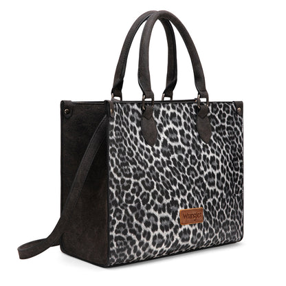 WG296-8625BK    Wrangler Leopard Print Wide Tote Bag/Crossbody