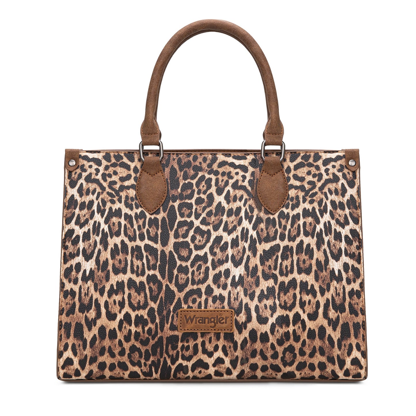 WG296-8625BR    Wrangler Leopard Print Wide Tote Bag/Crossbody
