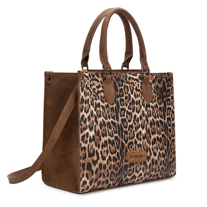 WG296-8625BR    Wrangler Leopard Print Wide Tote Bag/Crossbody