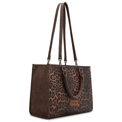 WG296-8625CF    Wrangler Leopard Print Wide Tote Bag/Crossbody